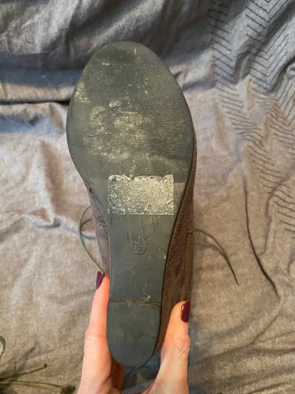 Journey Collection Gray Faux Suede Wedge Ankle Booties